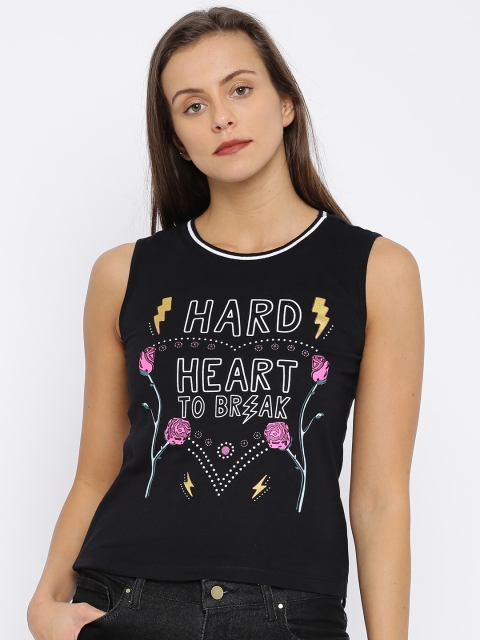 

SF JEANS by Pantaloons Women Black Printed Top