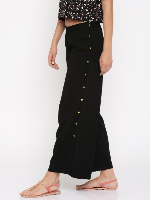 

Annabelle by Pantaloons Women Black Solid Parallel Trousers
