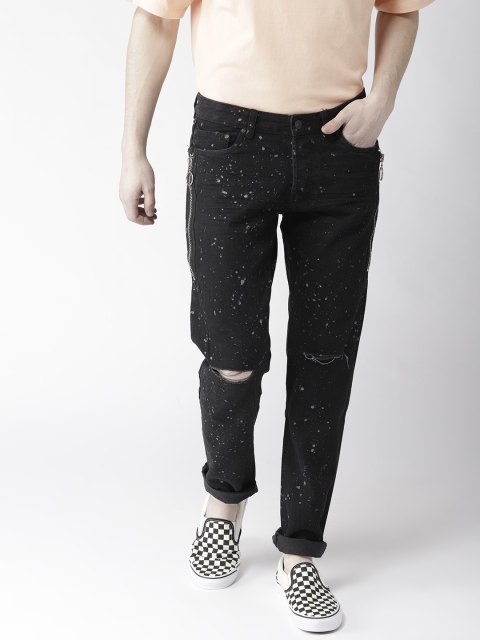 

FOREVER 21 Men Black & White Slim Fit Mid-Rise Clean Look Jeans