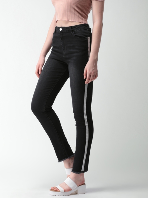 

FOREVER 21 Women Black Regular Fit Mid-Rise Clean Look Stretchable Jeans