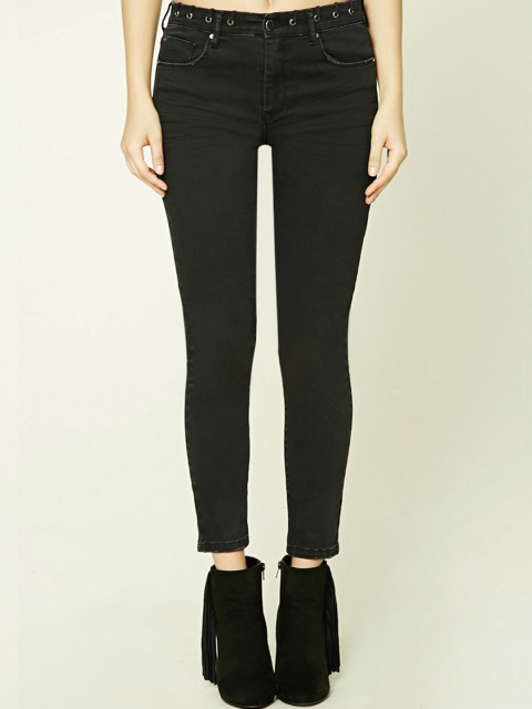

FOREVER 21 Women Black Skinny Fit Mid-Rise Clean Look Stretchable Jeans