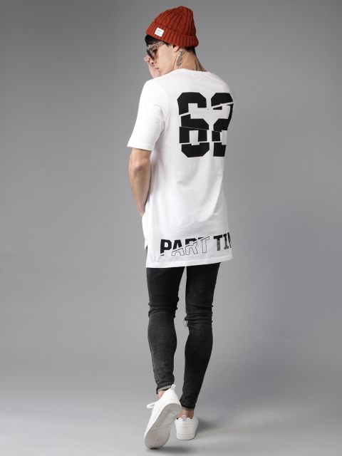 

Moda Rapido Men White Printed Longline T-shirt