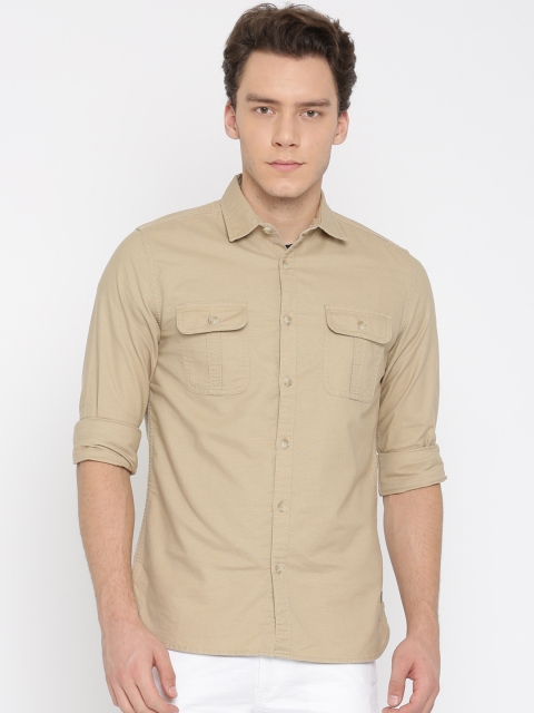 

Jack & Jones Men Beige Slim Fit Solid Casual Shirt