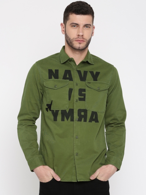 

Jack & Jones Men Green Slim Fit Printed Casual Shirt