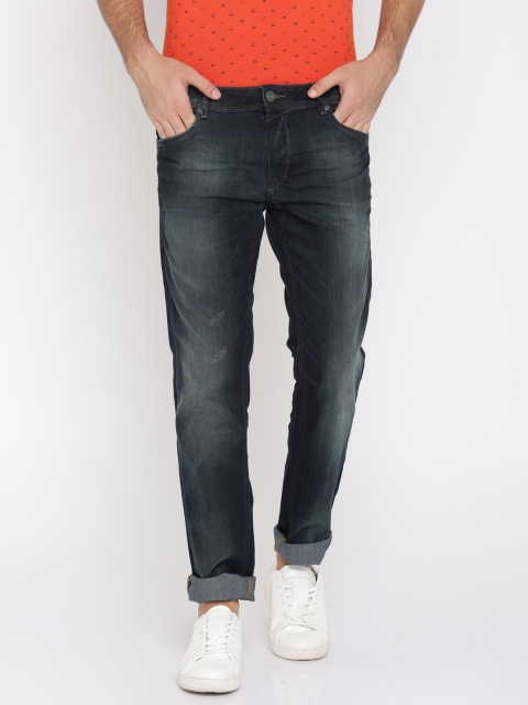 

Jack & Jones Men Blue Tim Slim Fit Low-Rise Low Distress Stretchable Jeans