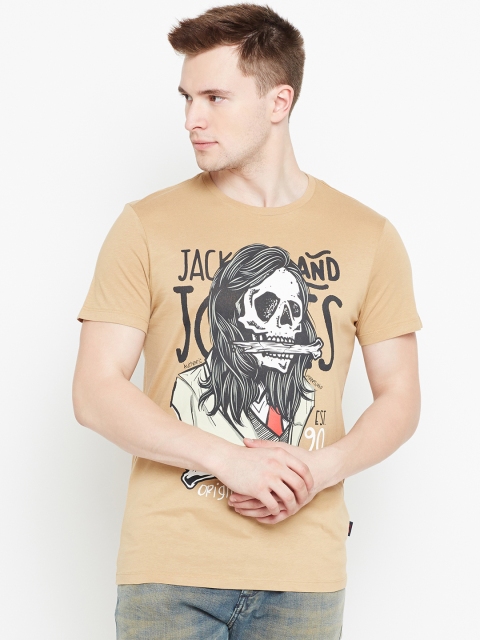 

Jack & Jones Men Beige Printed Round Neck T-shirt