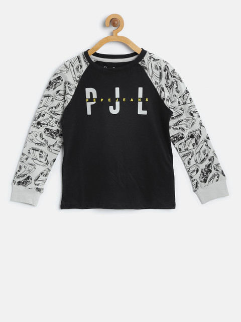 

Pepe Jeans Boys Black Printed Round Neck T-shirt