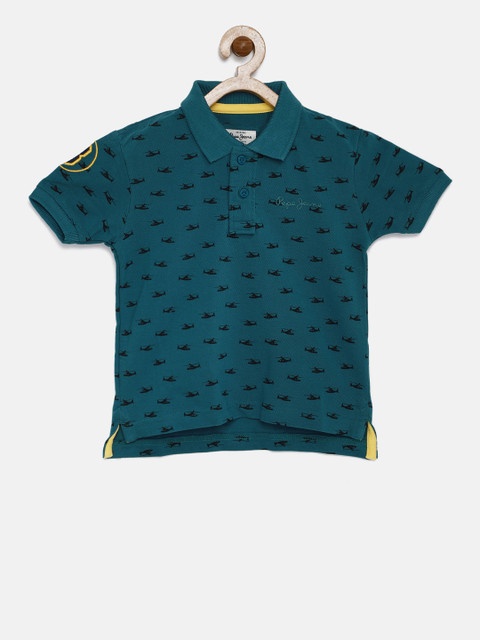 

Pepe Jeans Boys Blue Printed Polo Collar T-shirt