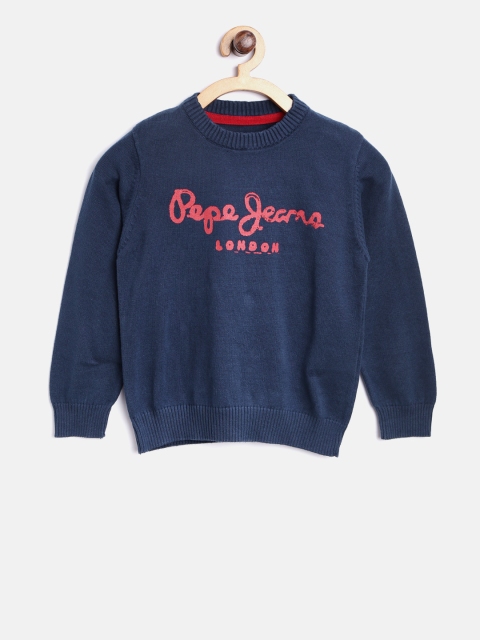 

Pepe Jeans Boys Navy Printed Pullover, Navy blue