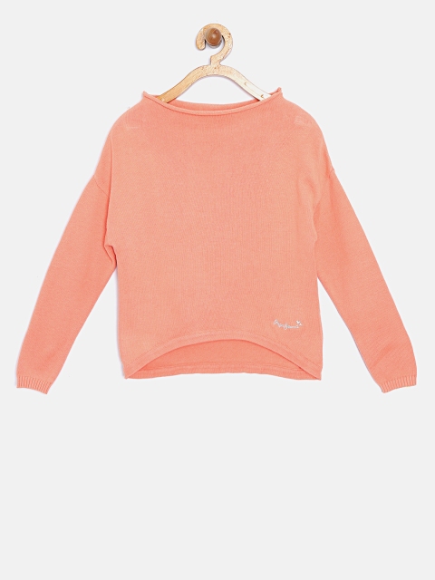 

Pepe Jeans Girls Peach-Coloured Solid Sweater