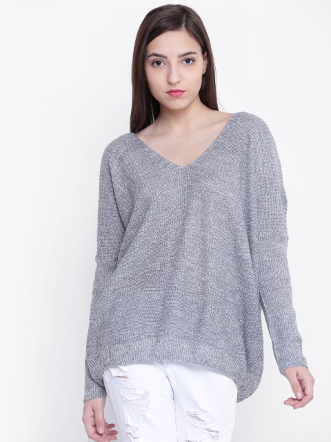 

FOREVER 21 Women Grey Melange Solid Sweater