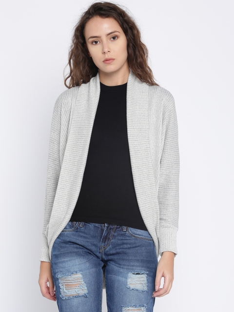

FOREVER 21 Grey Self-Design Open Front Shrug