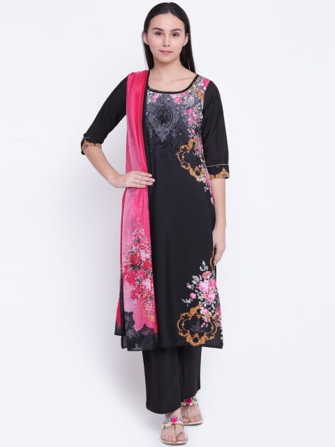 

AURELIA Women Black Printed Kurta with Palazzos & Dupatta