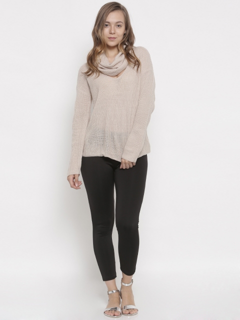 

FOREVER 21 Women Beige Self Design Pullover