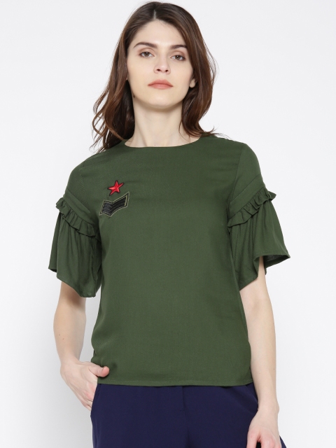 

Noi Women Olive Green Solid Top