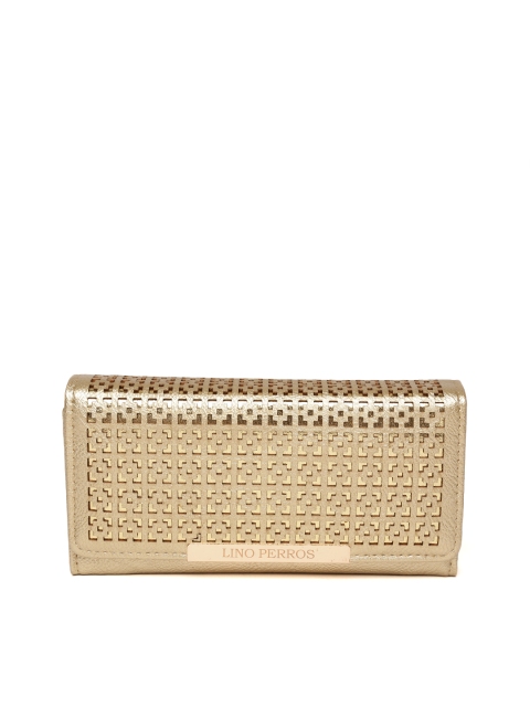 

Lino Perros Women Gold-Toned Laser Cut Three Fold Wallet