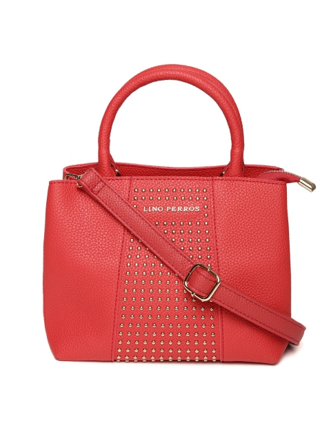 

Lino Perros Red Embellished Handheld Bag with Sling Strap