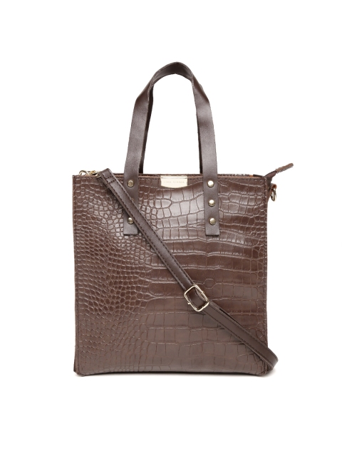 

Lino Perros Coffee Brown Croc Textured Handheld Bag