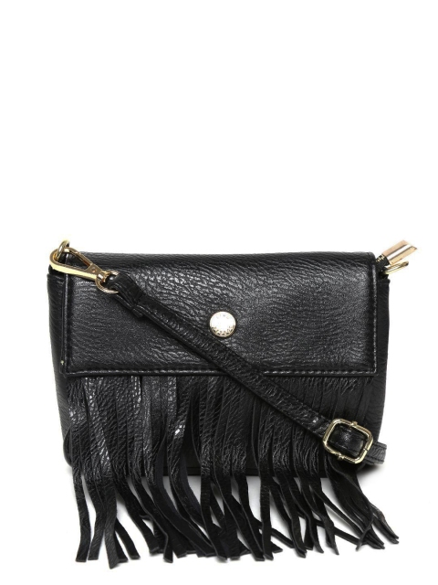 

Lino Perros Black Fringed Sling Bag