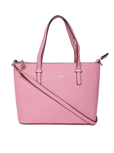 

Lino Perros Pink Solid Handheld Bag with Sling Strap