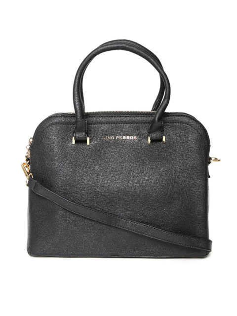 

Lino Perros Black Solid Handheld Bag with Sling Strap