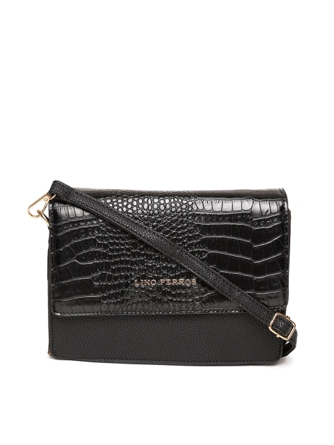 

Lino Perros Black Croc-Textured Sling Bag