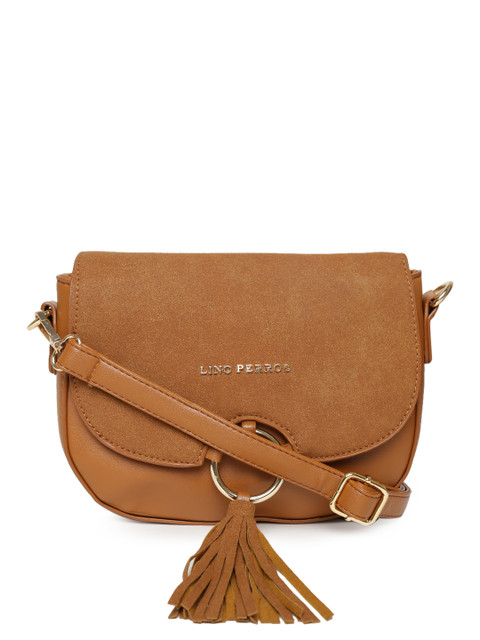 

Lino Perros Brown Solid Sling Bag with Tasselled Detail