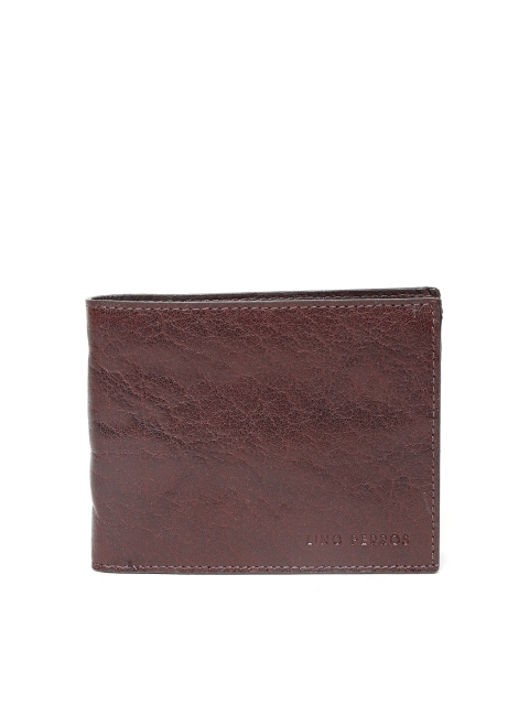

Lino Perros Men Brown Leather Solid Two Fold Wallet