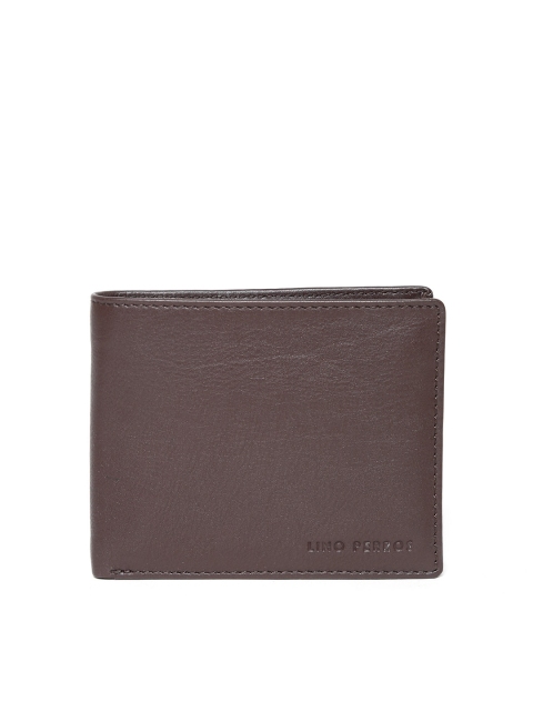 

Lino Perros Men Brown Leather Solid Two Fold Wallet