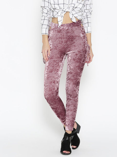 

FOREVER 21 Dusty Pink Lace-Up Leggings