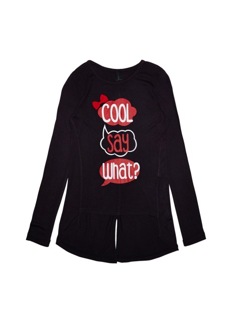 

United Colors of Benetton Girls Black Solid Round Neck T-shirt
