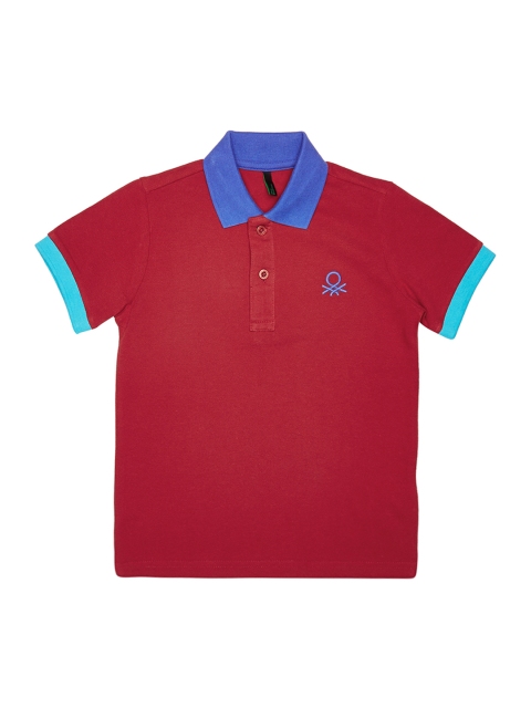 

United Colors of Benetton Boys Maroon Solid Polo Collar T-shirt