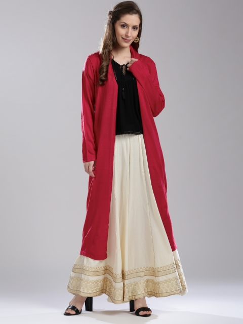 

W Women Red Solid Front Open Cardigan