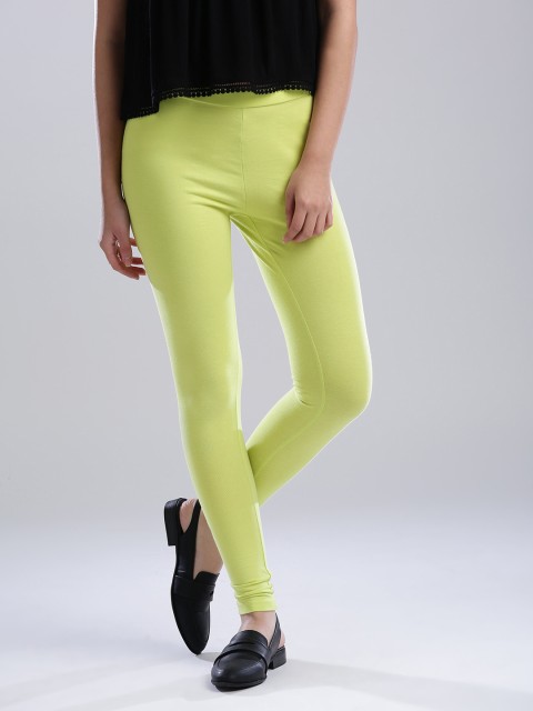 

W Green Churidar Leggings, Lime green