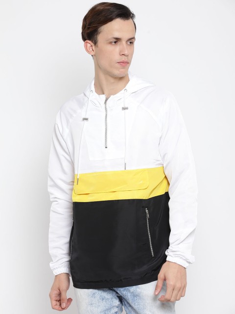 

FOREVER 21 Men Off-White & Black Colourblocked Sporty Jacket