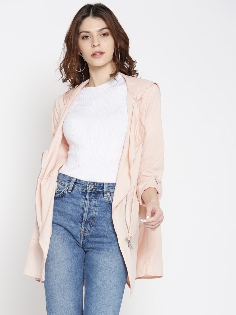

FOREVER 21 Women Peach-Coloured Solid Hooded Tailored Jacket
