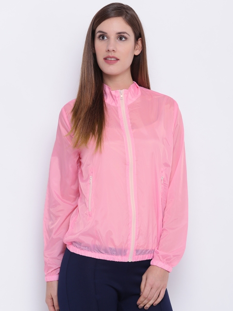

FOREVER 21 Women Pink Solid Lightweight Bomber Jacket