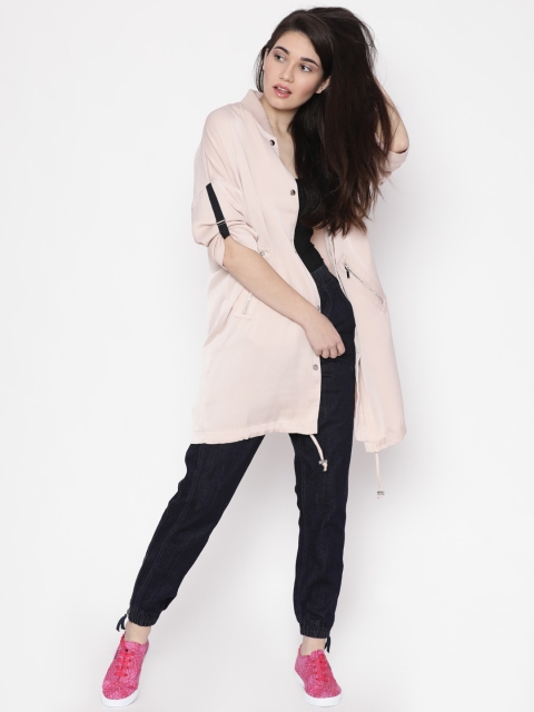 

FOREVER 21 Women Peach Solid Tailored Jacket