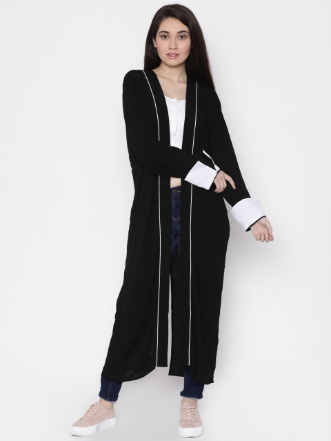 

FOREVER 21 Black Solid Open Front Longline Shrug