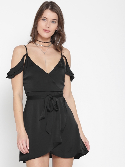 

FOREVER 21 Women Black Solid Fit and Flare Dress