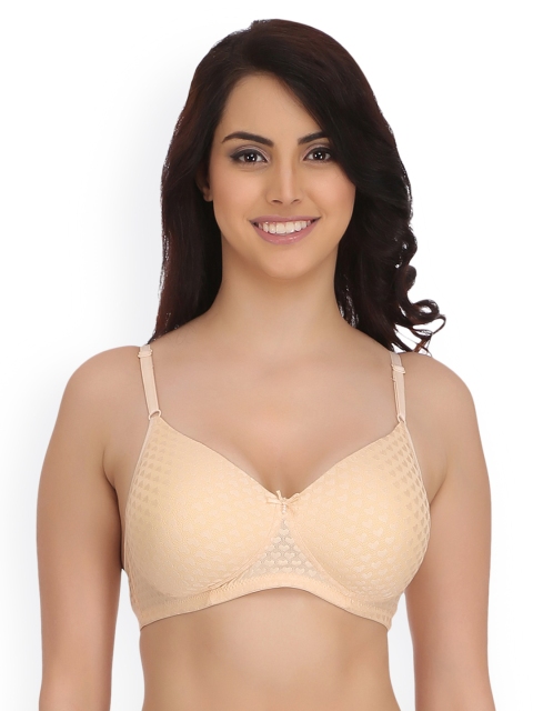 

Clovia Beige Self Design Non-Wired Padded T-shirt Bra