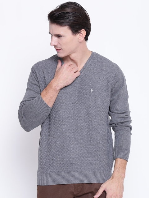 

Blackberrys Men Grey Melange Self-Design Sweater