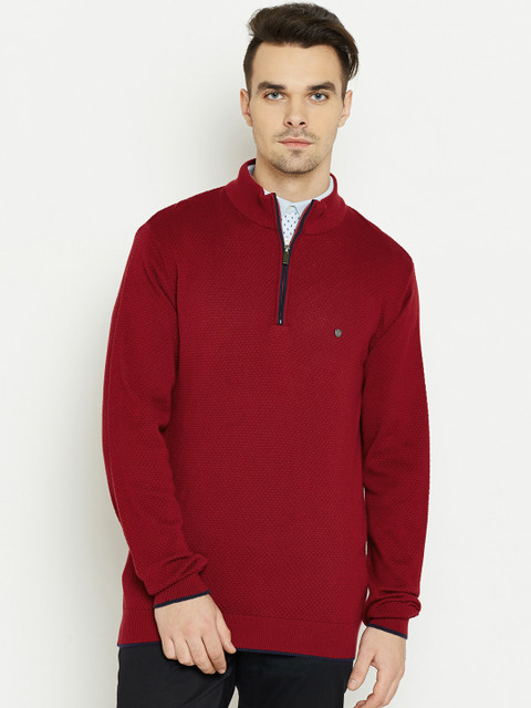 

Blackberrys Men Red Self-Design Sweater