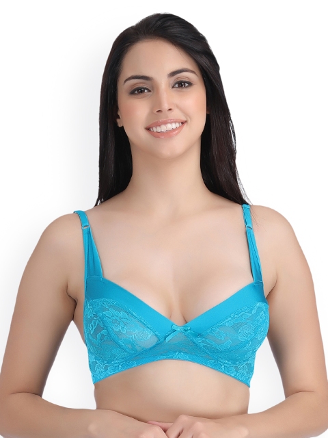 

Clovia Blue Solid Non-Wired Non Padded Balconette Bra