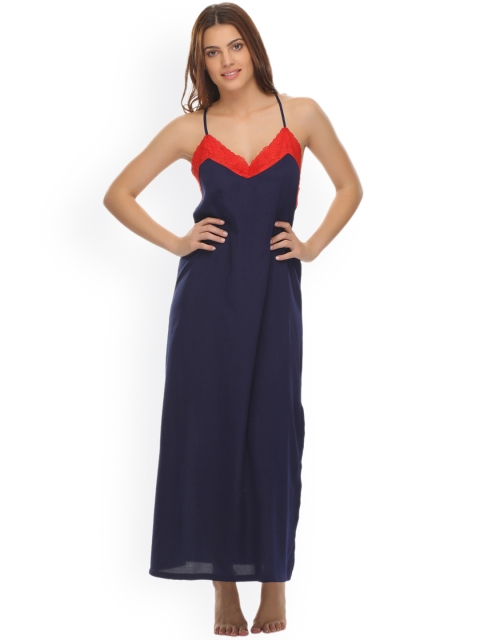 

Clovia Navy Nightdress NS0686P08XL, Navy blue