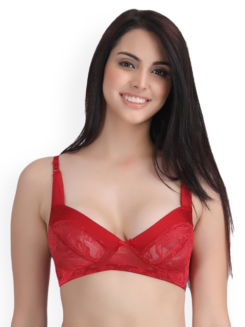 

Clovia Lace Non-Padded Non-Wired Balconette Bra, Maroon