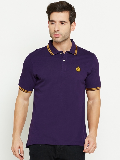

Blackberrys Men Purple Solid Polo Collar T-shirt