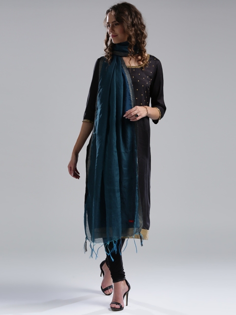 

W Teal Blue Solid Dupatta