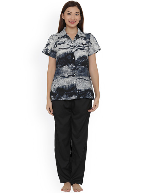 

Clovia Black Printed Lounge Set LS0222P08