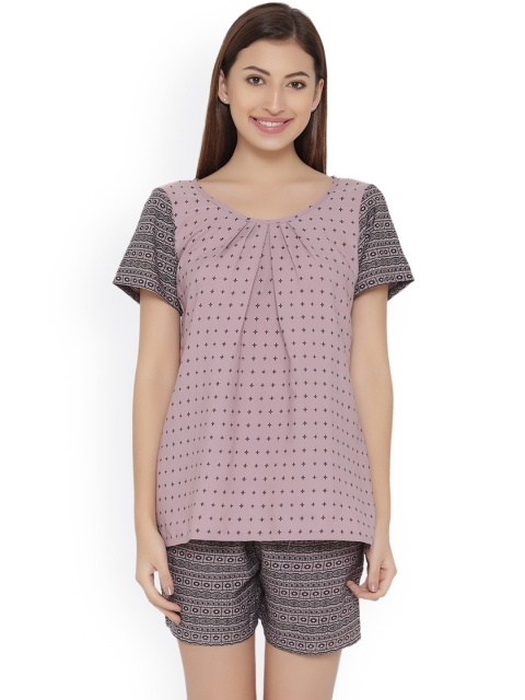 

Clovia Mauve Printed Lounge Set LS0236M22